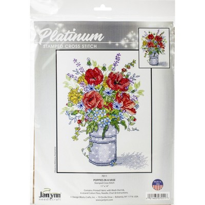 Janlynn Stamped Cross Stitch Kit 11"X14"-Poppies