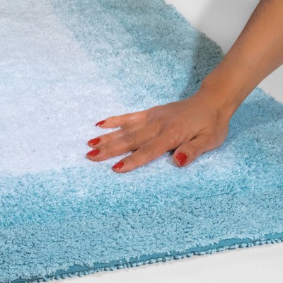 2pc Whitney Ombre Reversible Bath Rug Set Light Blue - Chesapeake: Cotton Tufted, Machine Washable, No Backing