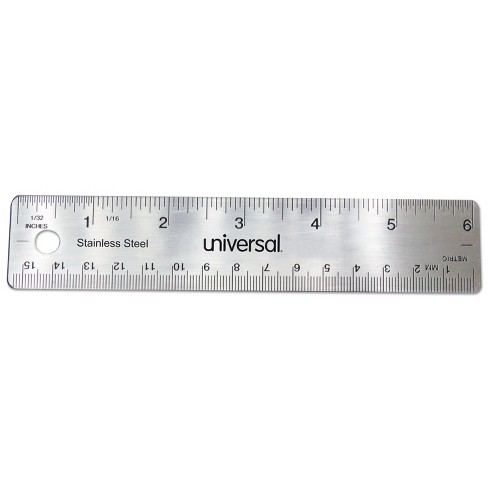 Universal Stainless Steel Ruler w/Cork Back and Hanging Hole 12 inch Silver