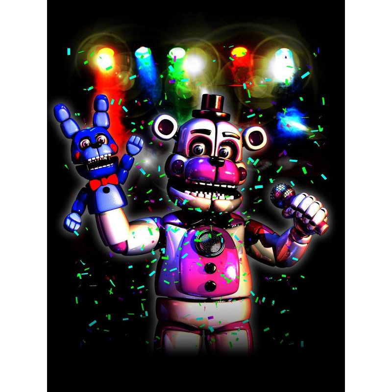 Five Nights at Freddy's Funtime Freddy Colored Lights Boy's Navy T-shirt, 2 of 4