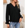 Clearlove Women's V Neck Lace Pom Pom Trim Long Sleeve Blouse Elegant Casual Flowy Tunic Top - 4 of 4