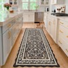Scalloped Floral Rug Washable Non-Slip Boho Hallway Rug Soft Carpet for Kitchen, Bathroom, Laundry, Entryway - 2 of 4