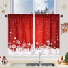 2 Panels Set Christmas Shower Curtains, Floral Snowflake Decoration Curtains, Thermal Insulated Room Darkening Short Curtain for Bathroom - 2 of 4