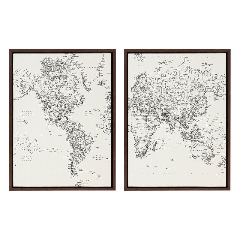 Sylvie Vintage Black and White World Map Canvas by Creative Bunch - Kate & Laurel All Things Decor, 1 of 6