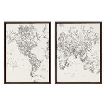 Sylvie Vintage Black and White World Map Canvas by Creative Bunch - Kate & Laurel All Things Decor