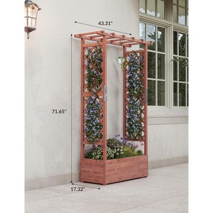 Freestanding Raised Garden Bed with Trellis, Elevated Wood Planter Box, 4 Drainage Holes for Climbing Plants, Vines, Flowers & Vegetables, 43x17x72in - 1 of 4