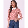 Allegra K Women's Polka Dots Contrast Peter Pan Collar 3/4 Sleeves Blouse - 2 of 4