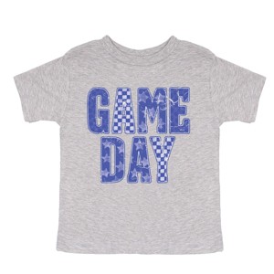 Game Day Blue Checkered - Kids Youth Short Sleeve Graphic T-Shirt and Toddler Short Sleeve Graphic T-Shirt - 1 of 3