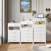 Furnulem Nightstands with 3/4/5 Drawers & Outlets, Bedside Tables with 2 USB Ports and 2-Tier Open Shelf - 4 of 4