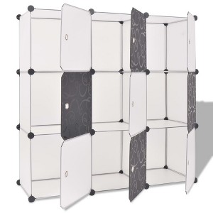 vidaXL Storage Cube Organizer Shoe Shelf with 6/9 Compartments Black/White - Black and White - 1 of 4