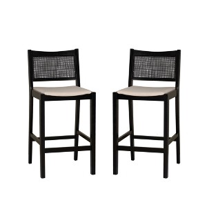Powell Set of 2 Bessie Cane Barstools Black - 1 of 4