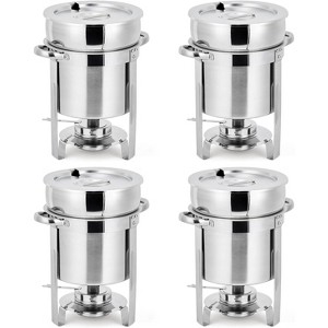 11QT Soup Chafer Set, Stainless Steel Round Soup Warmer with Pot, Notched Lids & Fuel Holders, Commercial Food Warmer for Buffets Events Party - 1 of 4