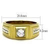 Slickblue Men’s Gold Band Ring with Clear CZ, Center Stone and Side Accents, Stainless Steel, Sizes 8–13 - 2 of 4
