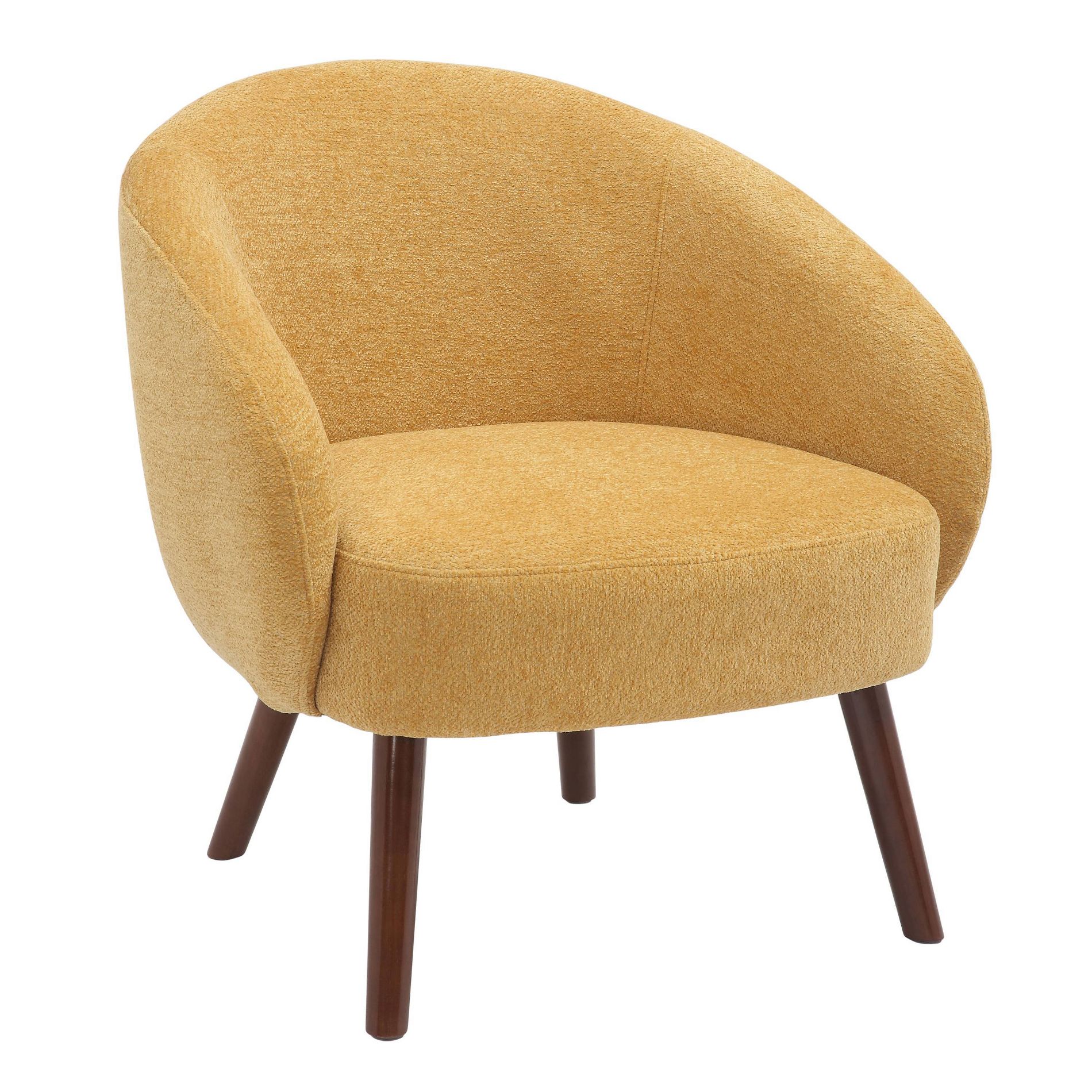 LumiSource Ashland Lounge Fabric Accent Chair Walnut Wood/Yellow