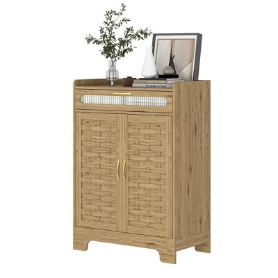 Coffee Bar Cabinet, Modern Farmhouse Buffet Sideboard with Drawer and Adjustable Shelf