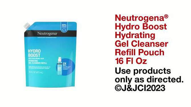 Neutrogena Hydro Boost Lightweight Hydrating Facial Cleansing Gel with Hyaluronic Acid - Refill Pouch - Scented -16 fl oz, 2 of 8, play video