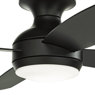 52" Matte Black Industrial Hugger Ceiling Fan with LED Light and Remote