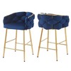 28" Velvet Upholstered Counter Stools Set of 2 with Soft Back, Cushioned Seat, Footrest, and Metal Frame for Kitchen, Bedroom - 4 of 4