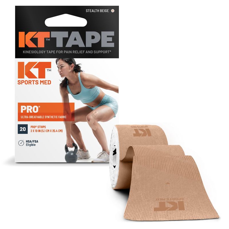 KT Tape, Sports Med, PRO 20 Strip 10", Precut, Stealth Beige, 1 of 7