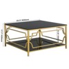 ALEXOUN 33.5Inch Square Glass Coffee Table - Gold Geometric Metal Frame with Functional Shelf | Easy to Use for Living Spaces Family Homes - 3 of 4