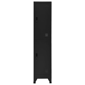 vidaXL Locker Grey Steel Large Locker Cabinet Rectangular Industrial - Black With 2 lockers - 1 of 4