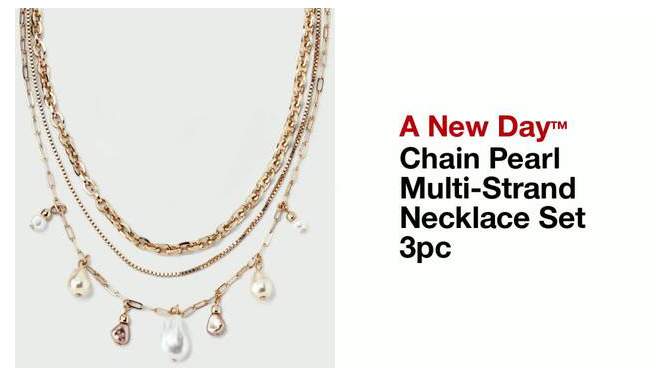 Chain Pearl Multi-Strand Necklace Set 3pc - A New Day™, 2 of 7, play video