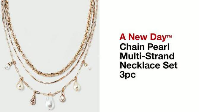 Chain Pearl Multi-Strand Necklace Set 3pc - A New Day™, 2 of 6, play video
