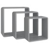 vidaXL Wall Cube Shelves 3 pcs Gray MDF - 4 of 4