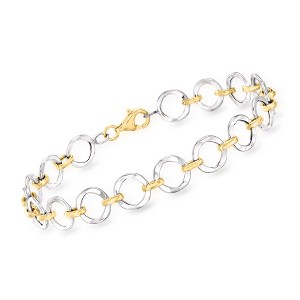 Ross-Simons 14kt 2-Tone Gold Circle Link Bracelet - 1 of 4