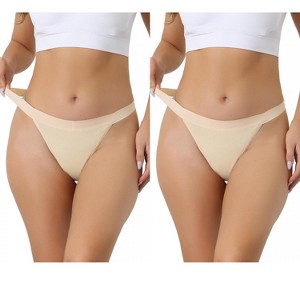 Allegra K Women's Breathable Soft Stretch 4 Layers Medium Waist Thongs 2 Packs - 1 of 4