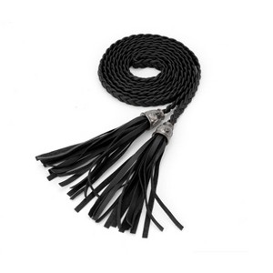 Allegra K Women WP75 Tassels Beaded Braided Skinny PU Waist Belt 1 Pc - 1 of 4
