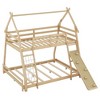 NicBex Twin over Queen Bunk Bed with Guardrail and Climbing Nets,House Shape Loft Bed with Climbing Ramp,Noise Reduced Bunk Beds for Bedroom - 2 of 4