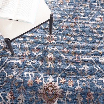 Sierra Blue and Ivory Hand-Knotted Synthetic Area Rug