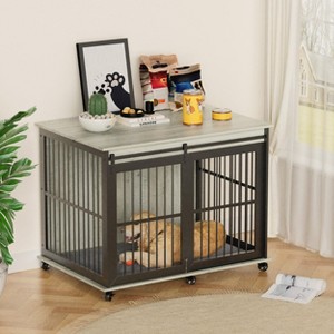Furniture Style Dog Crates with Sliding Iron Door, Modern Decorative Pet House Dog Cage with Soft Cushion - 1 of 4