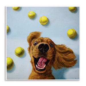 Stupell Industries Happy Smiling Pet Dog with Yellow Tennis Balls Wall Plaque Art - 1 of 4