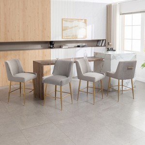 SEYNAR Modern Velvet 39'' H Metal Leg Counter or Bar Stools Set of 4 - 1 of 4