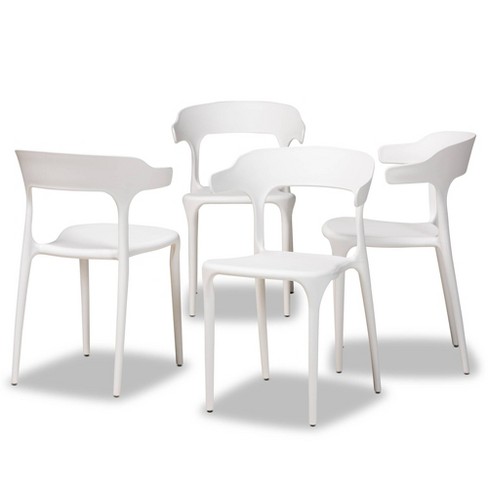 4pc Gould Plastic Dining Chair Set White Baxton Studio Target