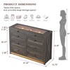 Fredees Farmhouse Dresser for Bedroom, 8-Drawer Wood Chest with LED Light, Charging Station & Human Sensor for Closet, Living Room, Hallway,Brown - 2 of 4
