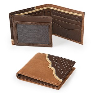 Wrangler Men's Bifold Wallet Genuine Leather with Flip-Out ID Window, Gift for Him, Gift for Boyfrieds Husbands - 1 of 4