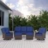 YARDSIGHT 6-Piece Outdoor Patio Furniture Cushioned Sofa, 2 Swivel Chairs, Ottomans & Side Table, All-Weather Wicker for Patio, Garden & Backyard - 3 of 4
