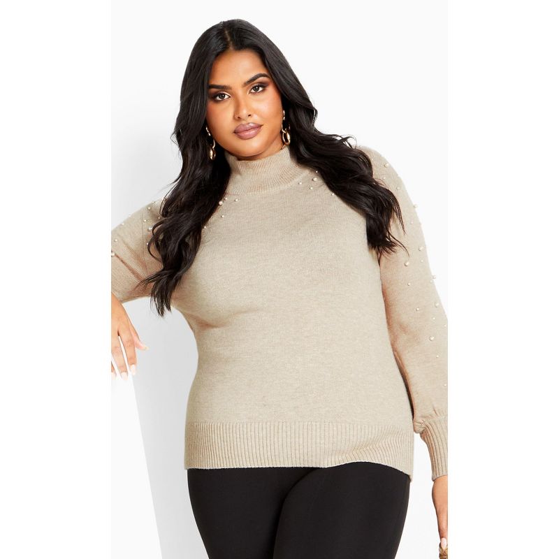Women's Plus Size Perla Sweater - oatmeal | AVENUE, 1 of 8
