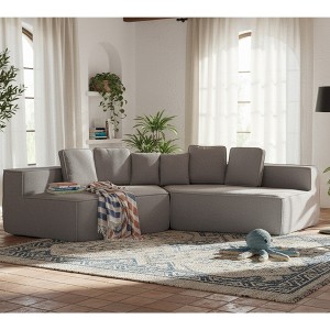GDFStudio Rhea 132'' 2-Seater Modern Teddy Fleece Sectional Sofa with 6 Cushions - 1 of 4