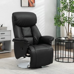 CIPACHO Swivel Recliner Adjustable PU Leather Upholstered Recliner Chair with Footrest Padded Arms and Steel Base Black - 1 of 4