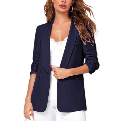 Women's Cropped Blazers 3/4 Sleeve Open Front Lightweight Cardigan Casual Work Office Suit Blazer Jackets