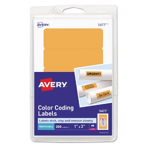 Avery Printable Self-Adhesive Removable Color-Coding Labels, 1 x 3, Neon Orange, 5/Sheet, 40 Sheets/Pack, (5477) - 1 of 4