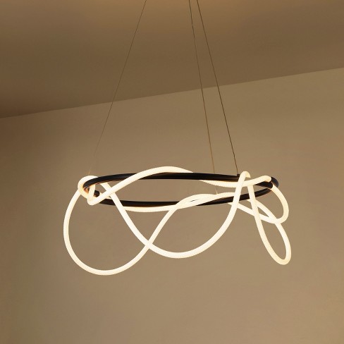 JONATHAN Y Lisette 25" Contemporary Minimalist 360 Adjustable Silicone Neon Rope Dimmable Integrated LED Chandelier - image 1 of 4