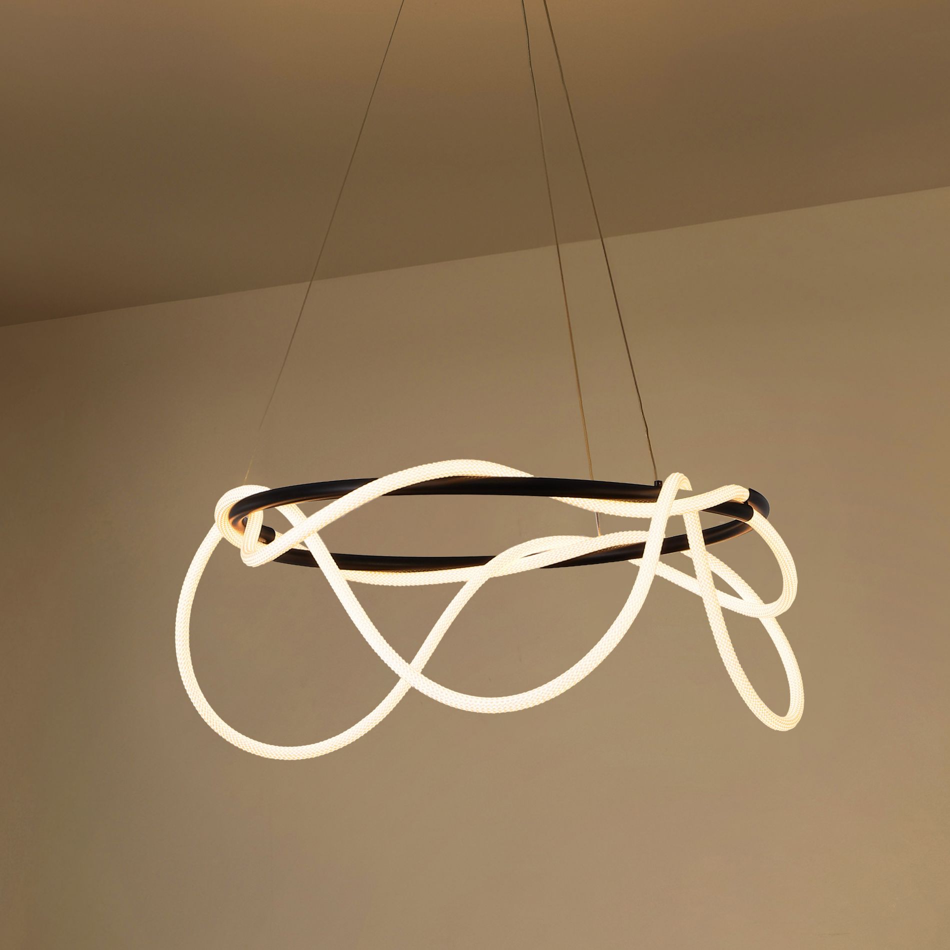 JONATHAN Y Lisette 25" Contemporary Minimalist 360 Adjustable Silicone Neon Rope Dimmable Integrated LED Chandelier, Black