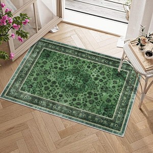 Fulvari Washable Area Rug Vintage Foldable Thin Rug Soft Low-Pile Non-Slip Stain Resistant Floor Indoor Outdoor Carpet - 1 of 4