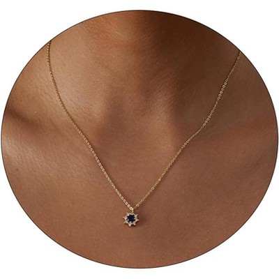 Dainty Gold Necklace: 14K Gold Plated Tiny Love/Heart/Star/CZ/Leaf Pendant for Women, Everyday Jewelry