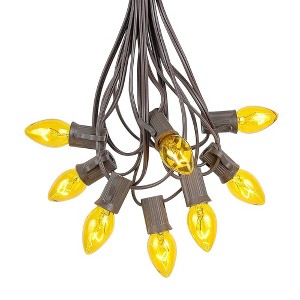 Novelty Lights 25 Feet C7 Christmas String Light Set, Vintage Holiday Hanging Light Set, Brown Wire - 1 of 4